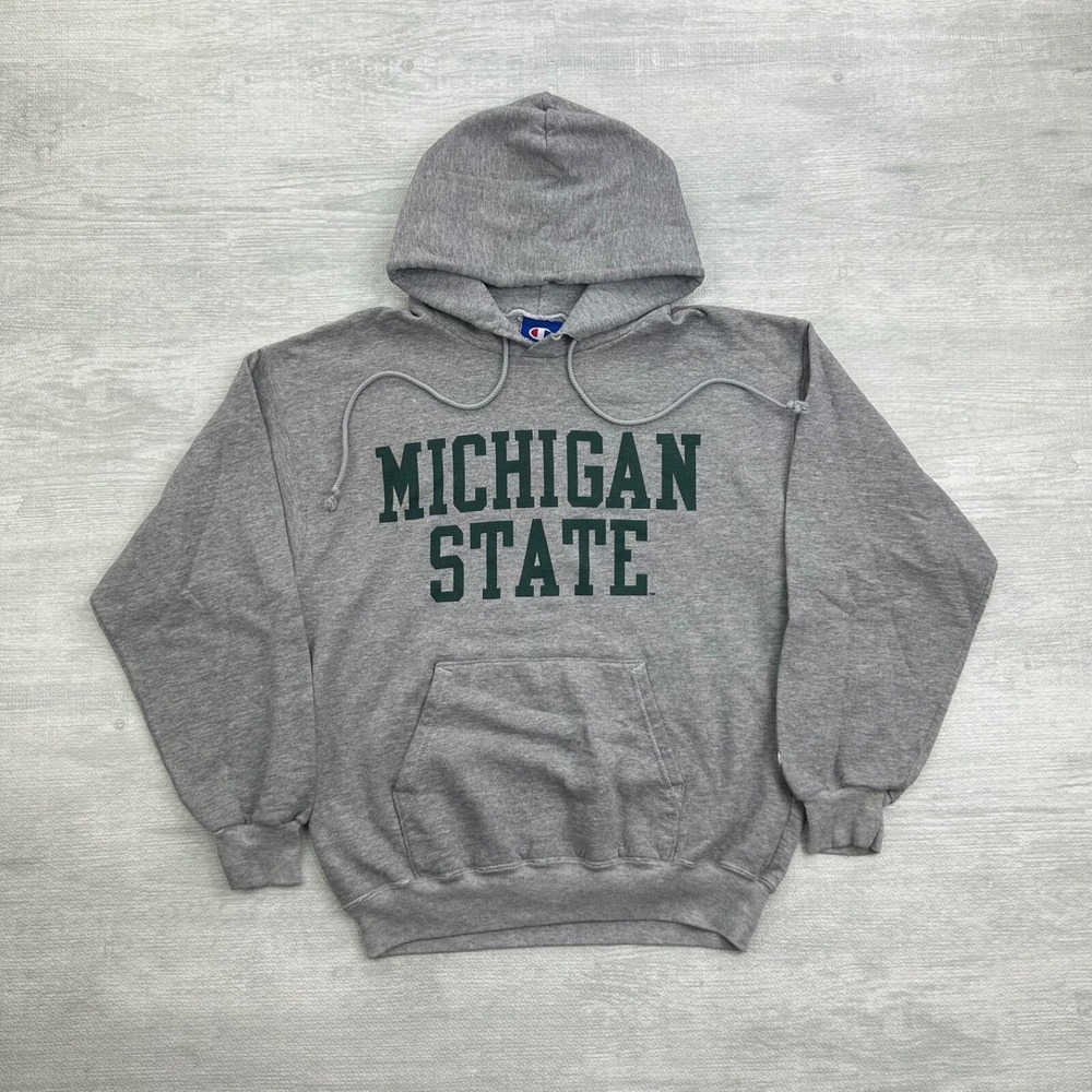 Vintage 90s Michigan State Sweatshirt Size Small Gray Champion Hoodie‎ NCAA